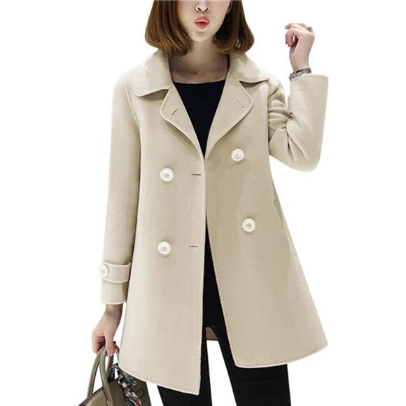 Women's Double Breasted Coat, Trench Coat Beige
